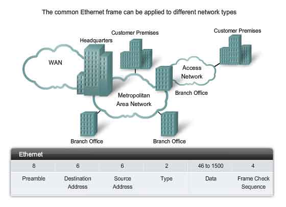 ethernet frame applied to different network types