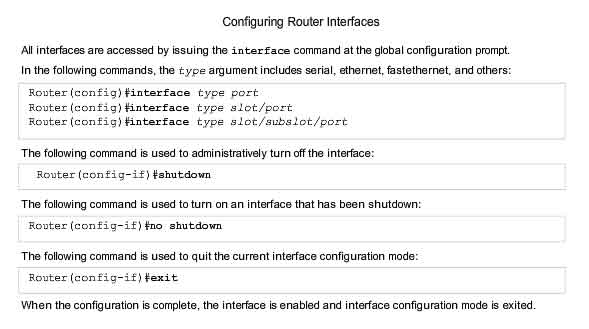 configurazione delle interfacce di un router