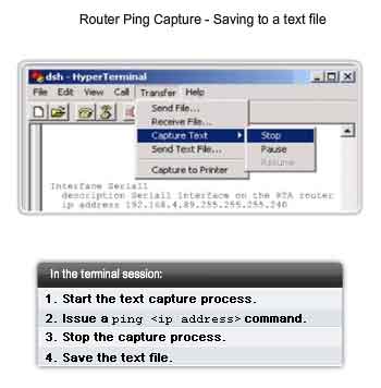 cattura del ping di un router salvare in un file di testo